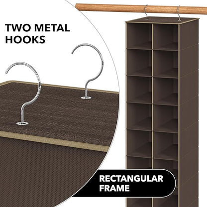 Simple Houseware 20 Section Shelves Hanging Shoes Organizer Holder for Closet, Brown