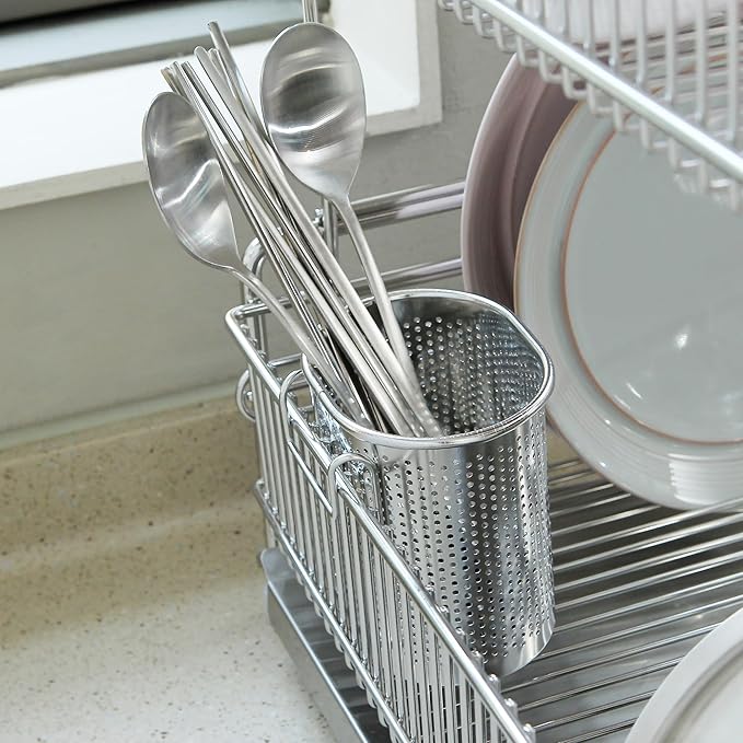 INEX Mesh Cutlery Holder Caddy (Stainless Steel, 3.9" H x 3.3" W x 2.7" D)