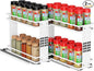 Nieifi Pull Out Spice Rack Organizer, 2 Tiers, White, Spice Organization for Cabinet, Height Adjustable, Easy to Install