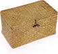 Hipiwe Wicker Shelf Baskets Bin with Lid, Handwoven Seagrass Basket Storage Bins Rectangular Household Basket Boxes for Shelf Wardrobe Home Organizer, Caramel Medium