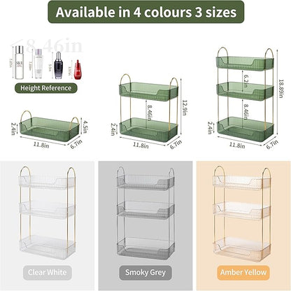 Akinbas 3 Tier Bathroom Organizer Countertop Makeup Perfume Tray Skincare Organizer for Bathroom Dresser Vanity (Green)