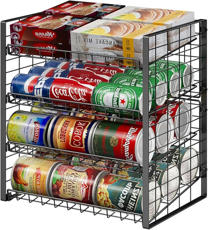 JKsmart 4-Tier Can Rack Organizer for Pantry, Adjustable Can Storage Holder for Various Ounces of Canned food Soda Drinks, Can Dispenser Holds Up to 48 Cans for Cupboard Cabinet