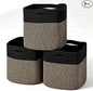 11 Inch Cube Storage Bins, 11x11 Cube Storage Bins for Cube Organizer, Square Cloth Storage Cubes, Woven Storage Baskets for Shelves, Toy Baskets Storage Kids, Black & Jute (Pack of 3)