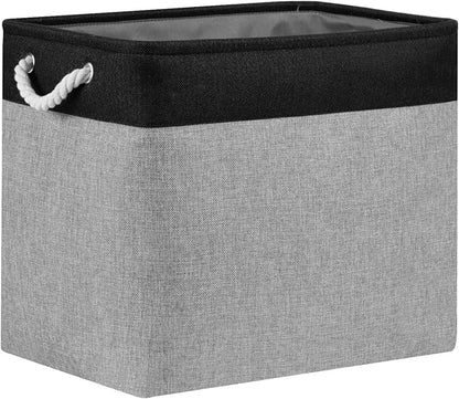 Bidtakay Storage Baskets Extra Large Baskets for Organizing Grey Rectangle Laundry Basket Linen Fabric Bins Set of 2 Clothes Baskets for Closet Shelves Hallway Bedroom Toy Organizer 17x12x15 In