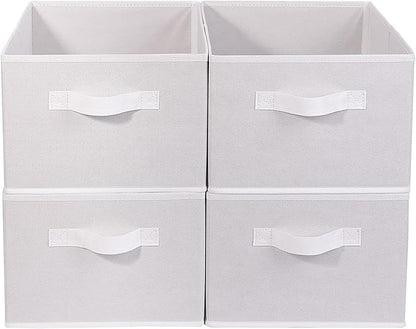 Clothings Collapsible Storage Bins, Foldable Organizers and Storage Baskets Cube Storage Bin for Bedroom Living Room (4 Pack) (White, 15.4x11.4x7.9inch)
