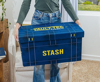 Fallout 76 Vault-Tec Fabric Storage Bin | Cube Organizer For Cabinet, Closet | 24 x 12 Inches