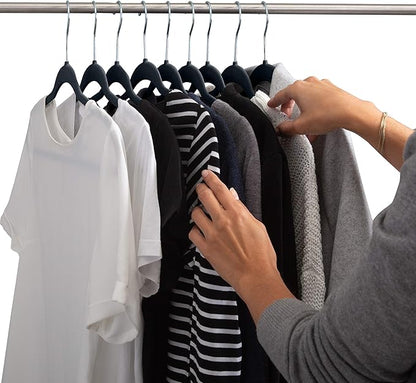 Simplify Slim Velvet Clothes Hangers | 50 Pack | Non-Slip | Shirts | Suit | Pants | Dresses | Garments | Closet Storage & Organization | Durable | Black