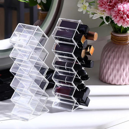 6 Pack Acrylic Lipstick Holder Organizer 96 Slots Clear Lip Gloss Holder Organizers Stackable Fish Shape Lipsticks Tower Lipstick Case Display Stand Storage Box for Makeup Cosmetic Vanity drawer