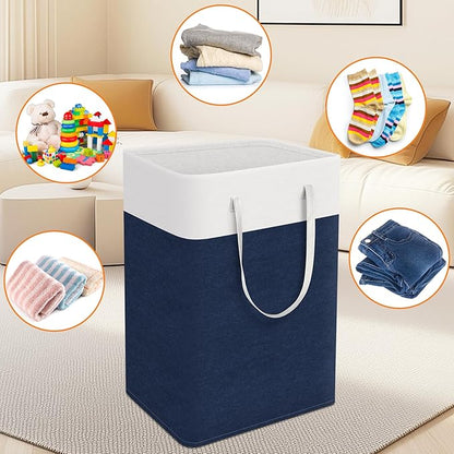 TasticTotes laundry basket 3-Pack, laundry hamper, Hamper with handles, collapsible laundry baskets, Waterproof dirty clothes hamper, Towel Storage for Home or Dorm, 75L-Blue