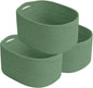 ECDYQXVU Cotton Rope Storage Basket, 15x10x9 Inches, Woven Basket for Shelves, Clothes, Towels, Books, and Laundry, Green (3 Pack)