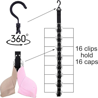 Closet Hanging Cap Organizer, 16 Baseball Cap Rack, Closet Hook Cap Holder Hat Storage Organizer - Keep Hats Cleaner Than a Hat Rack (1 Pack)