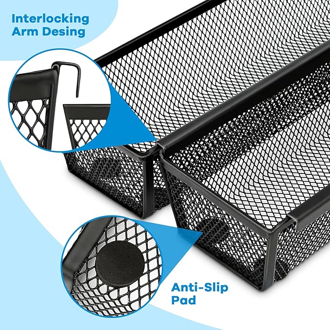 Silverware Organizer for Drawer, Utensil Drawer Organizer, 2 Pack Silverware Drawer Organizer Tray, Organizadores De Cocina, Flatware Organizer for Drawer with Interlocking Arm