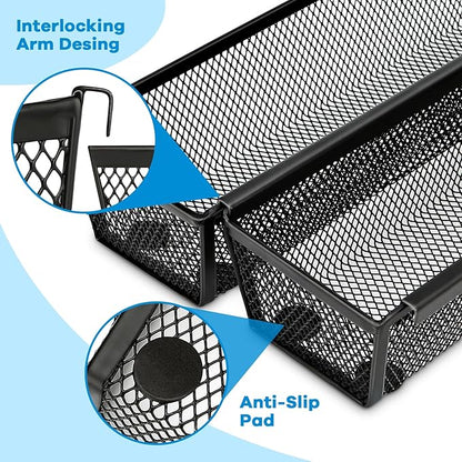 Silverware Organizer for Drawer, Utensil Drawer Organizer, 2 Pack Silverware Drawer Organizer Tray, Organizadores De Cocina, Flatware Organizer for Drawer with Interlocking Arm