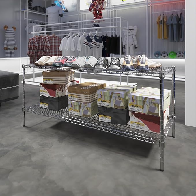 24" Deep x 60" Wide x 27" Height Wire Shelving Kit | 2-Tier | NSF Commercial Storage Rack Unit
