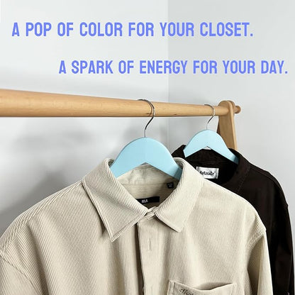 Fresh Blue Wooden Hangers 20 Pack for Adults Heavy Duty Non-Slip Clothes Hangers, Colorful Wood Hangers Pack of 20 Sturdy Coat Hangers for Men Women Shirts Pants Coats Assorted Colors (Blue)