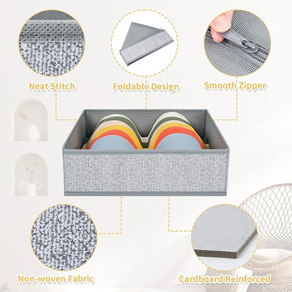 DIMJ Drawer Organizers Cloths, Closet Underwear Organizer, 15 Packs Foldable Closet Organizers, Sock Drawer Organizer, Fabric Dresser Drawer Dividers for Clothes Underwear Bras Socks