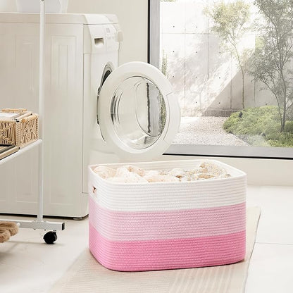 Artfeel Blanket Basket,Rectangle Woven Baskets for Storage,65L Laundry Basket for Decorative Nursery Blanket,Toys,Dirty Clothes and Magazine in Shelves,Baby Room,and Living Room