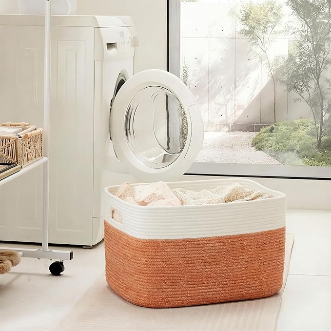 Artfeel Blanket Basket,Rectangle Woven Baskets for Storage,100L Laundry Basket for Decorative Nursery Blanket,Toys,Dirty Clothes and Magazine in Shelves,Baby Room,and Living Room