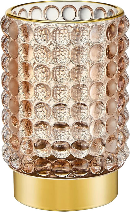 Makeup Brush Holder Organizer,Toothbrush Holders,Desk Pen Pencil Holder,Multifunctional Vintage Glass Brush Cup(A38-14-US/Pink/L)