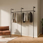 pamo Wall Mounted Pipe Clothing Rack – Industrial Closet System in Black Powder-Coated Steel – 79" W × 87" H, 530 lbs – Walk-In Closet & Retail