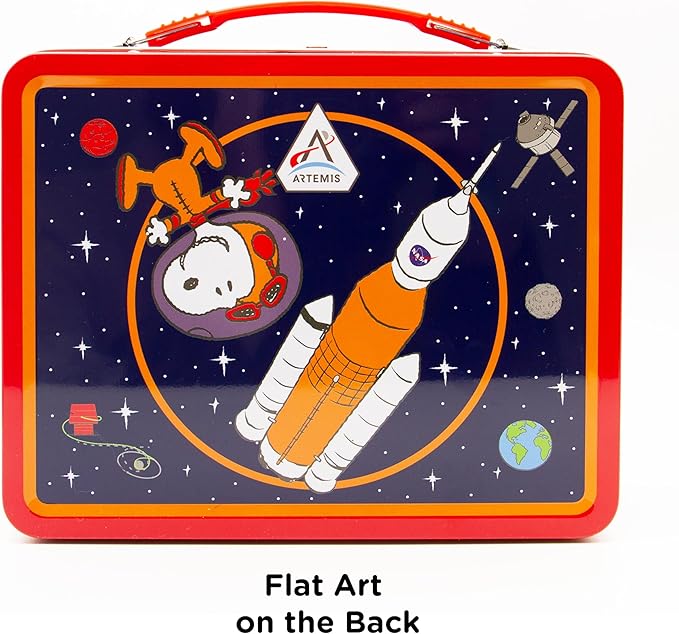 Aquarius Peanuts Artemis Fun Box 8x6 Inch - Officially Licensed Snoopy Space Collectible Storage Organizer Tin Gift for Kids and Teens