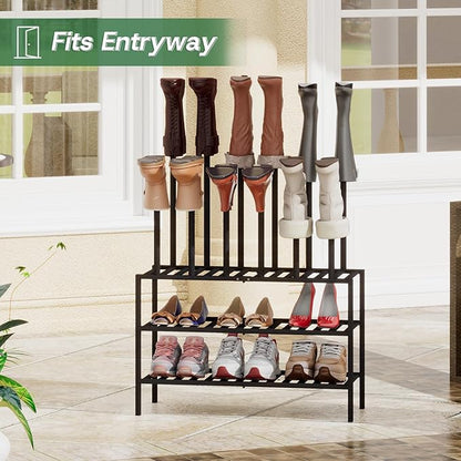 kiplant Tall Boot Rack Organizer - Bamboo Wood Boot Rack Shoe Rack for Entryway & Closet, Holds 6 Pair Tall Boots