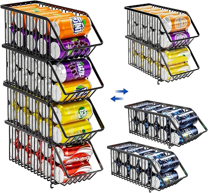 Soda Can Organizer of 4 Pack,Stackable Can Organizer For Pantry, Soda Storage, Soup Soda Can Dispenser, Can Storage Rack for Pet Food Cans