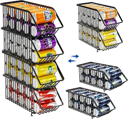 Soda Can Organizer of 4 Pack,Stackable Can Organizer For Pantry, Soda Storage, Soup Soda Can Dispenser, Can Storage Rack for Pet Food Cans