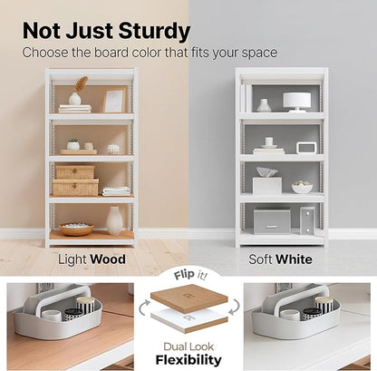 HOMEDANT House 36.2" W 5 Tier Heavy Duty Garage Shelving Adjustable Metal Rack Storage Shelves Standing Shelf Unit Organizers Pantry Closet Office White 2Pack