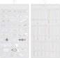 Hanging Jewelry Organizer Storage Roll, Double-Sided Necklaces Holder, 42 Pockets Plus 36 hooks Earrings Organizer Hang in Closet, On Wall, or Doors, White