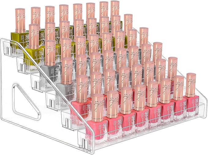 JessLab Nail Polish Organizer, 6-Tier Clear Acrylic Sunglass and Essential Oil Holder, Makeup Organizer for Bathroom Vanity Countertop