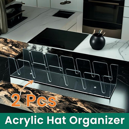 Hat Stand Organizer for Baseball Caps 2 Pack, Up to 12, Hat Rack for Space Efficiency, Cap Storage for Closet, Bedroom; Stylish Dresser Organizer; Hat Display