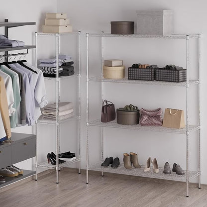 Wire Shelving Kit | NSF Commercial Storage Rack Unit (4-Tier | 74" Height, 18" Deep x 54" Wide)