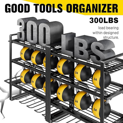 Hipidian Power Tool Organizer Wall Mount - Storage Rack with 4 Drill Holders for Drills Cordless Tools. Heavy Duty Iron Garage Tool Organizer Storage for Workshop Shed (4 Slots 4 Layers 2 Pcs)