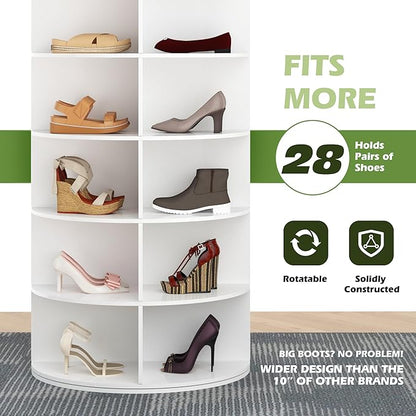 7-Tier Rotating Shoe Rack Tower, Free Standing 360° Revolving Shoe Organizer and Storage Hold Over 28 Pairs of Shoes, Lazy Susan Shoe Storage Cabinet, Spinning Room Decor Shoe Display, 1 PC (1)