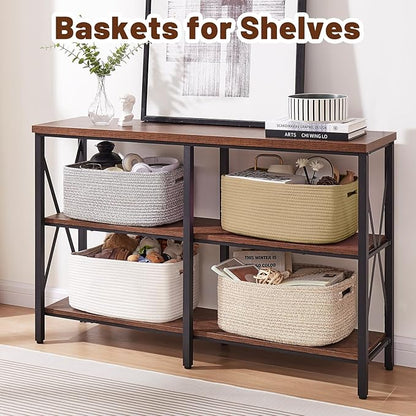 OIAHOMY Storage Basket for Shelves, Closet Cube Storage Bins Baskets for Clothes Blanket Towels, Baby Nursery, Toy Baskets Box, Woven Rope Basket, 15.75 * 11.81 * 7.09 ININ, 2 Packs Jute Yellow