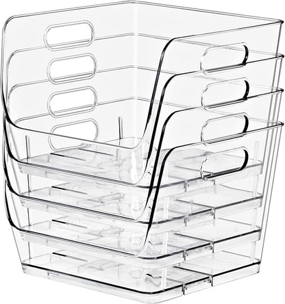 Sorbus Stackable Storage Bins Open Front, Clear Stackable Storage Bins, Pantry Bins for Storage and Organization, Acrylic Stackable Bins for Kitchen, Clear Pantry Organizer Bins (Medium Sqware 8 Pack)