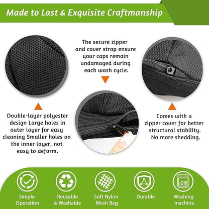 Eiito Hat Washer Cage, Hat Washer for Baseball Caps, Hats Washing Machine with Frame and Washers Bag, Keep the Hats in Shape, Suitable for Adult and Kid's 2 Pack Black