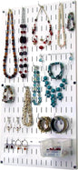 Wall Control Jewelry Organizer Wall Hanging Jewelry Holder Kit Wall Mounted Necklace Organizer Kit in White