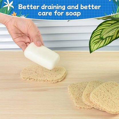 4pcs Soap Lifting Pad for Bar Soap,Beige Non-Slip Soap Saver Pads Self Draining Soap Bars Holder Pads for Kitchen Bathroom Travel Hotel Shower Cleaning Supplies
