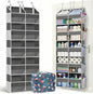 Dual Column Over the Door Organizer with Toiletry Bag - 5 Self Hanging Organizer with 10 Compartments - Heavy Duty Behind the Door Storage for Bedroom, Bathroom, Pantry, Nursery (Grey)