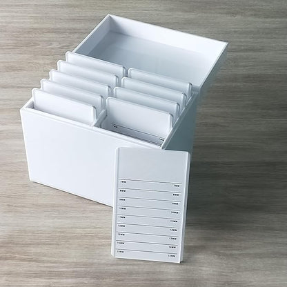 Acrylic 10 Layers Eyelases Extension Storage Box, Grafting Eye lashes Close-Packed Display, Makeup Organizer False Eyelashes Glue Pallet Holder with 10 Pallets (White without Eye)