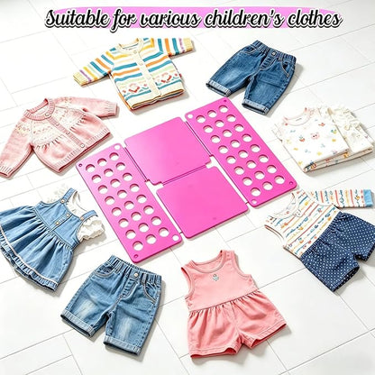 Toddler Shirt Folding Board (Ages 1–7) – Build Independence & Fine Motor Skills, Mini Kids Clothes Folding Board & Shirt Folder, Portable Laundry Organizer for Small Sizes (Magenta)