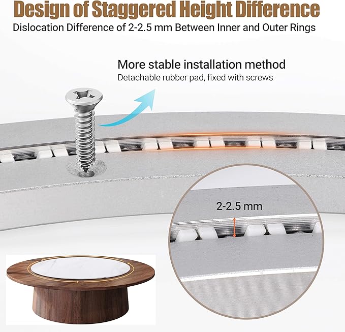 18 Inch Lazy Susan Heavy-Duty Aluminium Alloy Rotating Bearing Lazy Susan Hardware- Mute Bearing Turntable Ring Hardware for Dining and DIY Furniture (Capacity up to 550lb)
