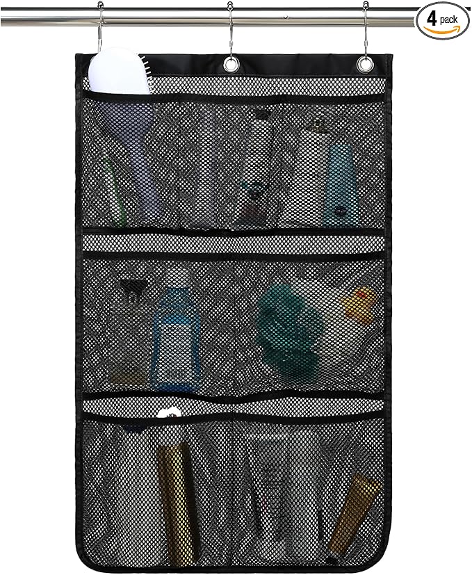 Fammart Mesh Shower Caddy Hanging, Quick-Drying Shower Organizer with 7 Pockets, Portable Bathroom Organizers and Storage for Shampoo, Soap, Loofah, Travel, and Cruise Essentials