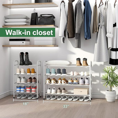 kiplant Expandable Shoe Rack, 4-Tier Expandable Metal Shoe Rack,Shoe Shelf for Closet, Entryway & Hallway