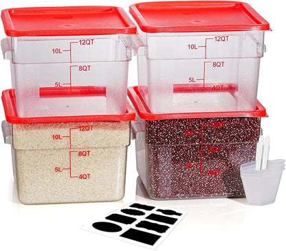 12 Quarts Sous Vide Container: 8 PCS Commercial Food Storage Containers with Lids - Clear Food Container with Scales Handles for Home Restaurant Kitchen Storage Pizza Bread N3