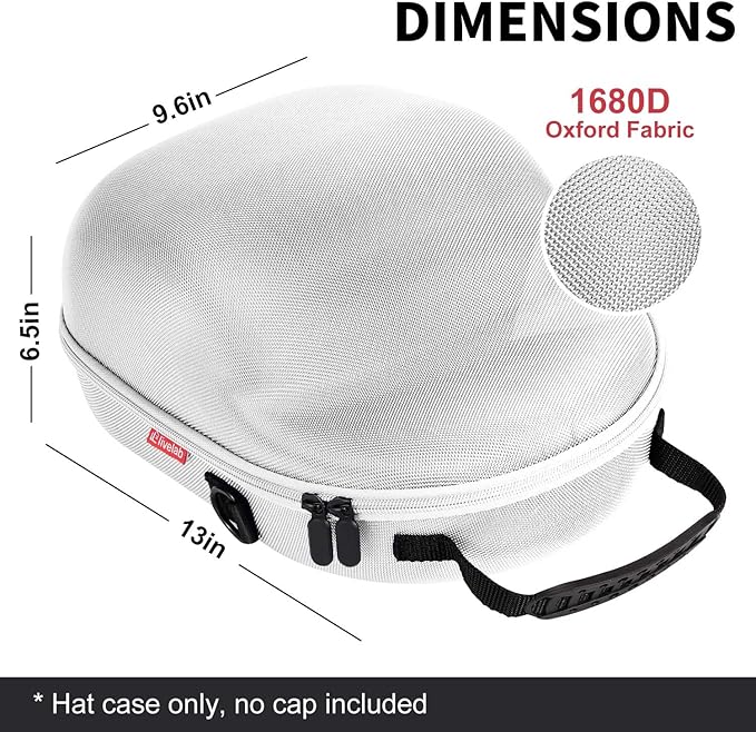 Livelab Hat Travel Case, Hard Hat Case for Baseball Caps, Hat Storage for Travel with Carrying Handle & Shoulder Strap, Hat Organizer Protects Up to 6 Hats - Grey