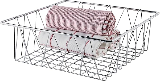 G.E.T. Square Heavy-Duty Iron Wire Utility Storage Basket for Pantry, Storage and More, 12" x 12" x 4"