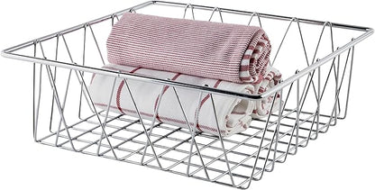 G.E.T. Square Heavy-Duty Iron Wire Utility Storage Basket for Pantry, Storage and More, 12" x 12" x 4"